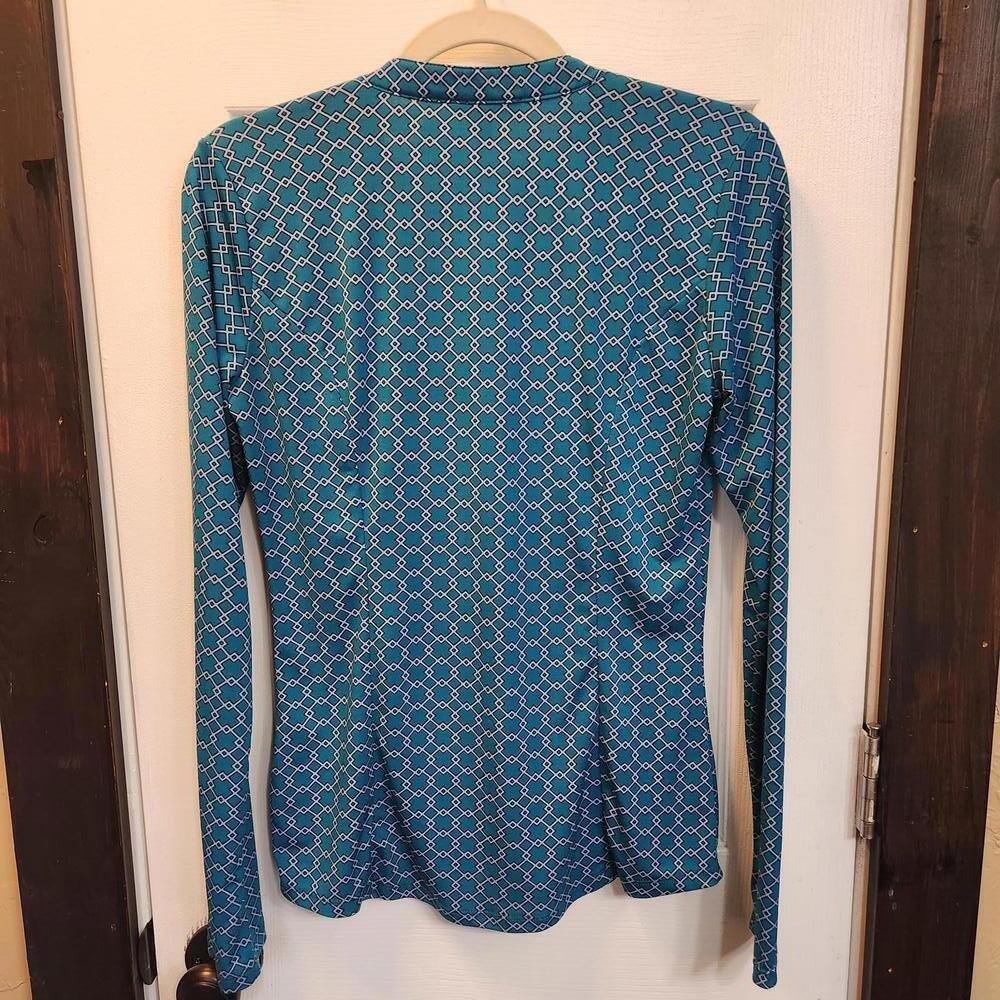 Downeast Women's Teal Long Sleeve Blouse with Rouching- Size Small - Picture 7 of 7